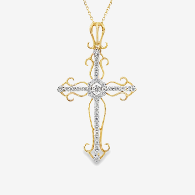 Milgrain 0.33ct Diamond Cross Necklace