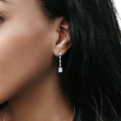 diamond drop earrings with milgrain detail