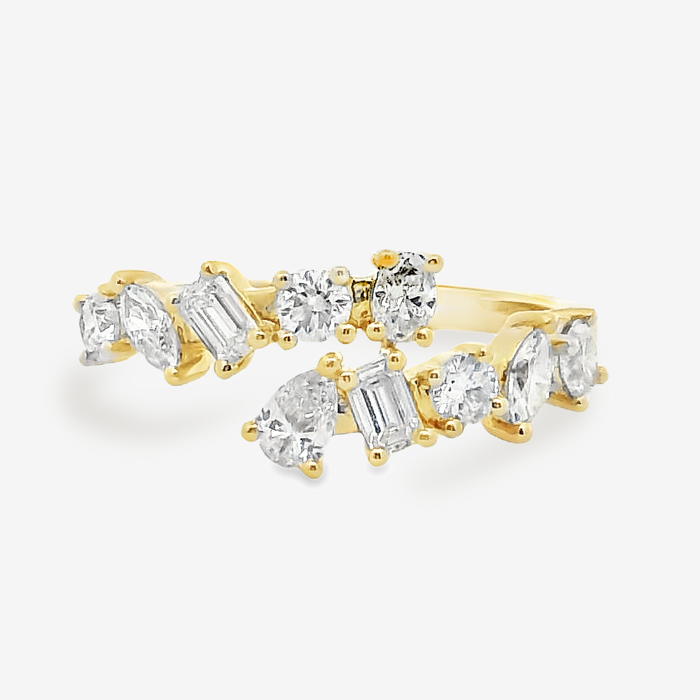 Multi Shaped Diamond Bypass Ring