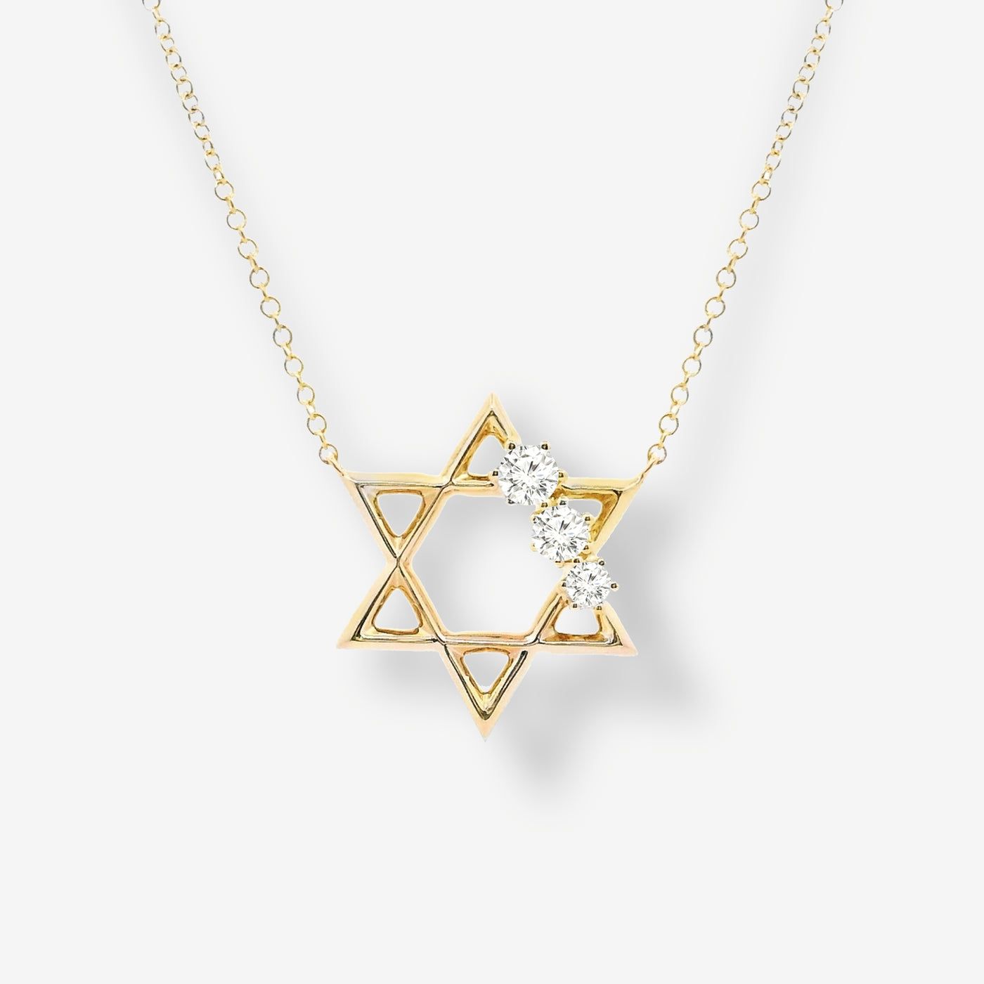 Large 3 Diamond 0.20CT Star of David Necklace