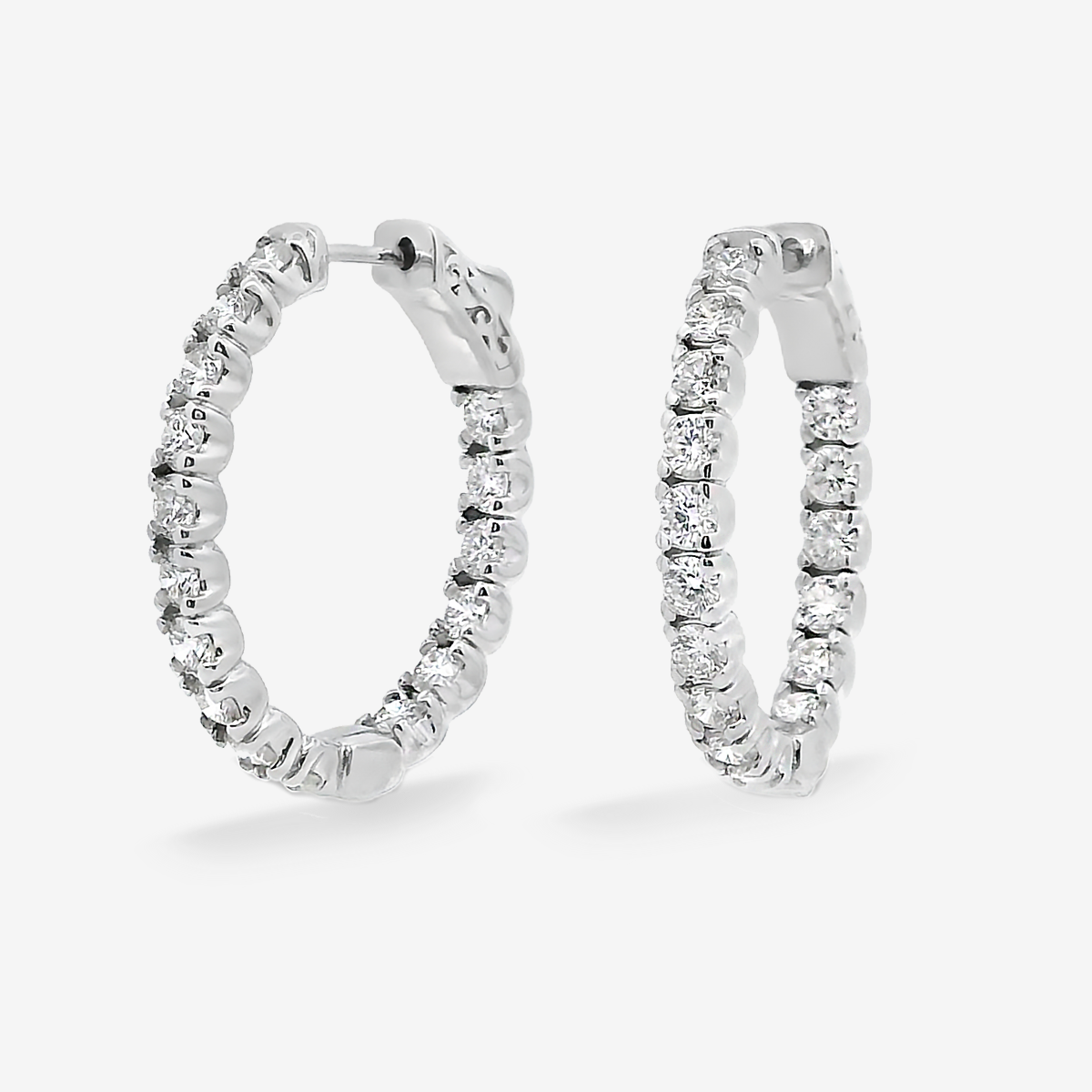 Oval 1.25" Eternity 2.85CT Hoop Earrings