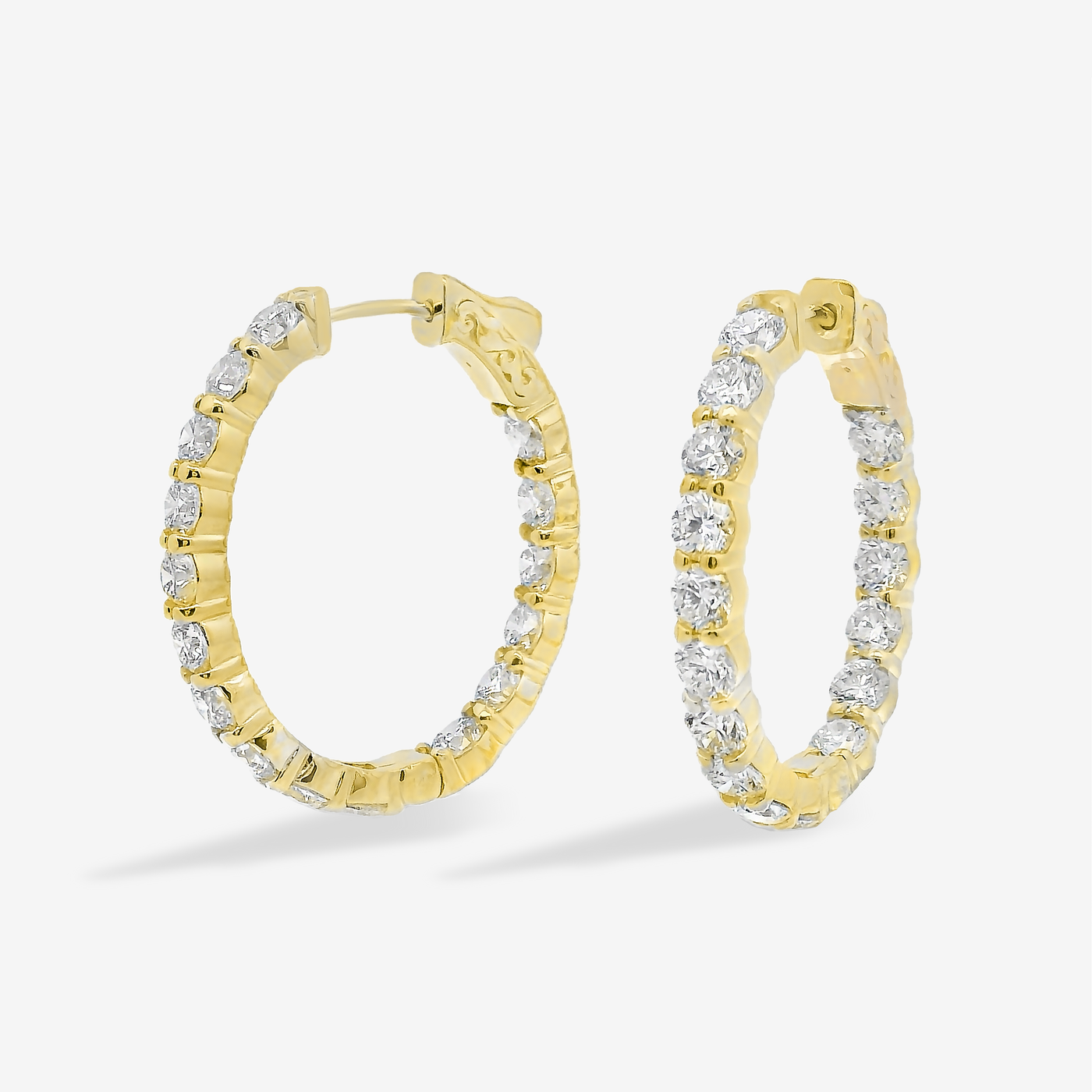 Oval 1.25" Eternity 5.95CT Hoop Earrings