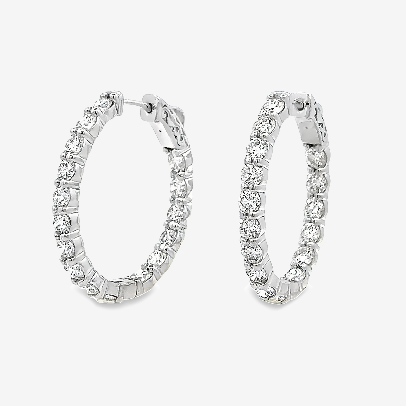 Oval 1.25" Eternity 5.95CT Hoop Earrings