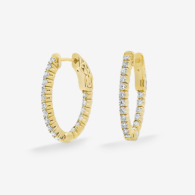 Oval 1" Eternity 0.95CT Hoop Earrings