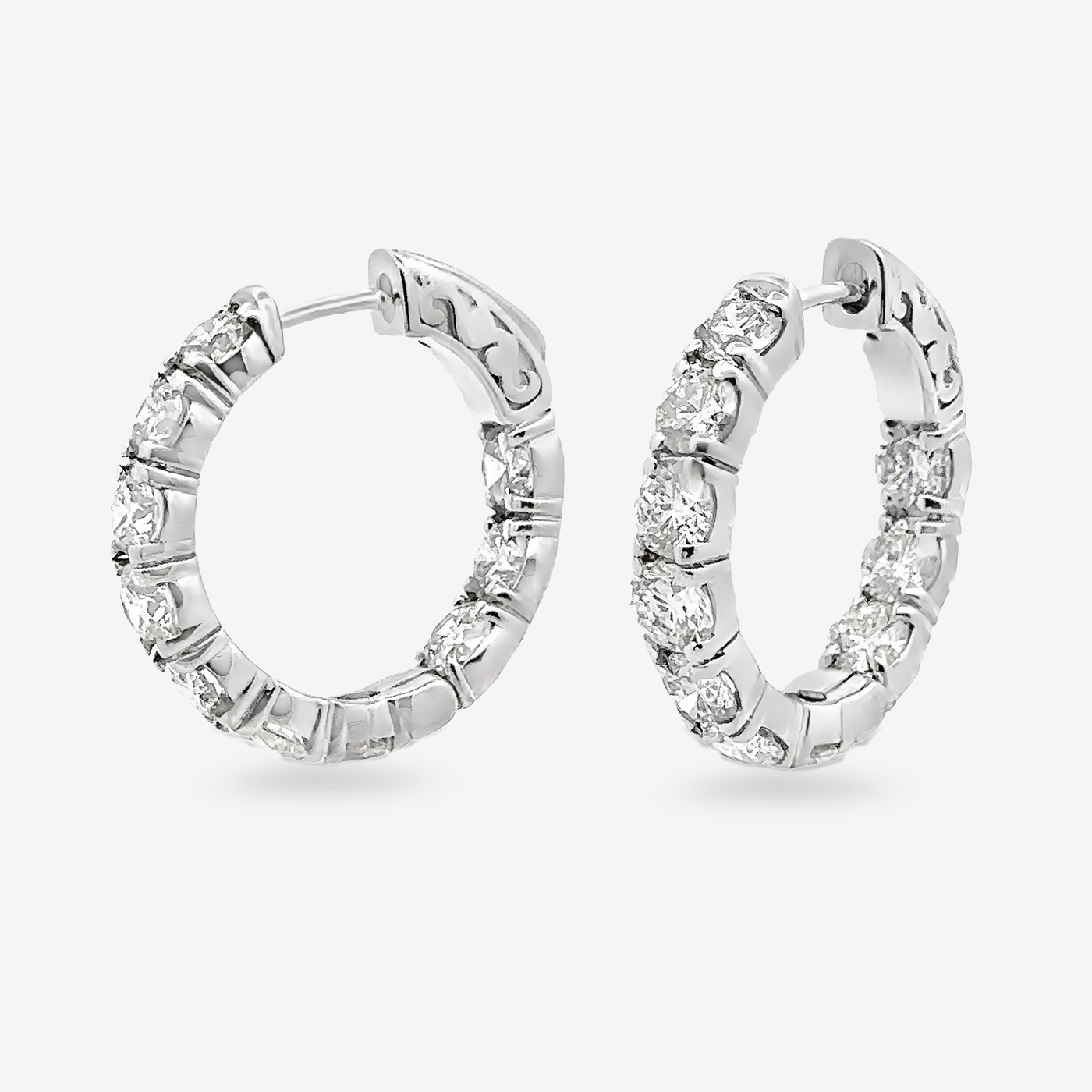 0.75" Eternity 4.00CT Hoop Round Earrings