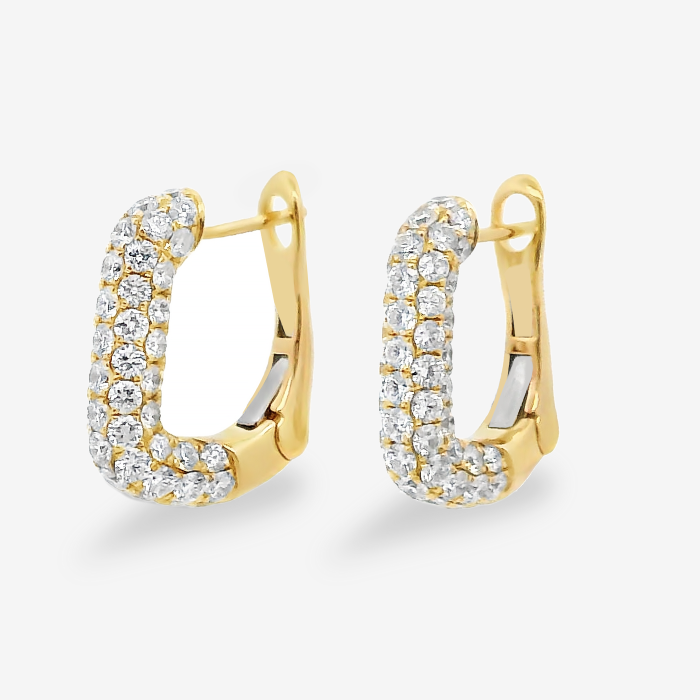 Pave' 2.15CT U Hoop Huggies Earrings