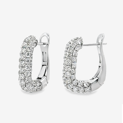 Pave' 2.15CT U Hoop Huggies Earrings