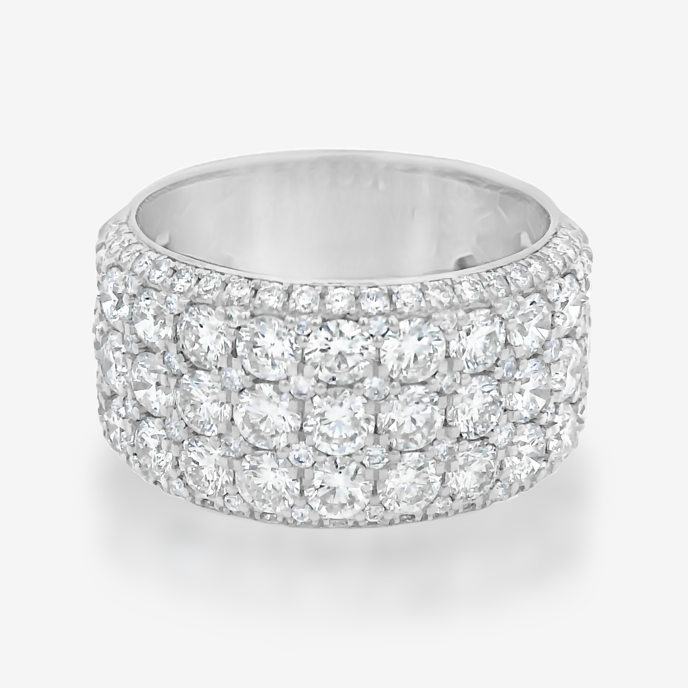 Pave' Beveled Edge Wide Diamond Ring