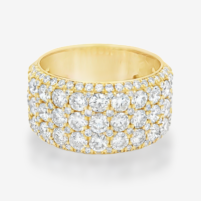 Pave' Beveled Edge Wide Diamond Ring