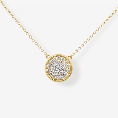 Pave' Diamond Disc Necklace