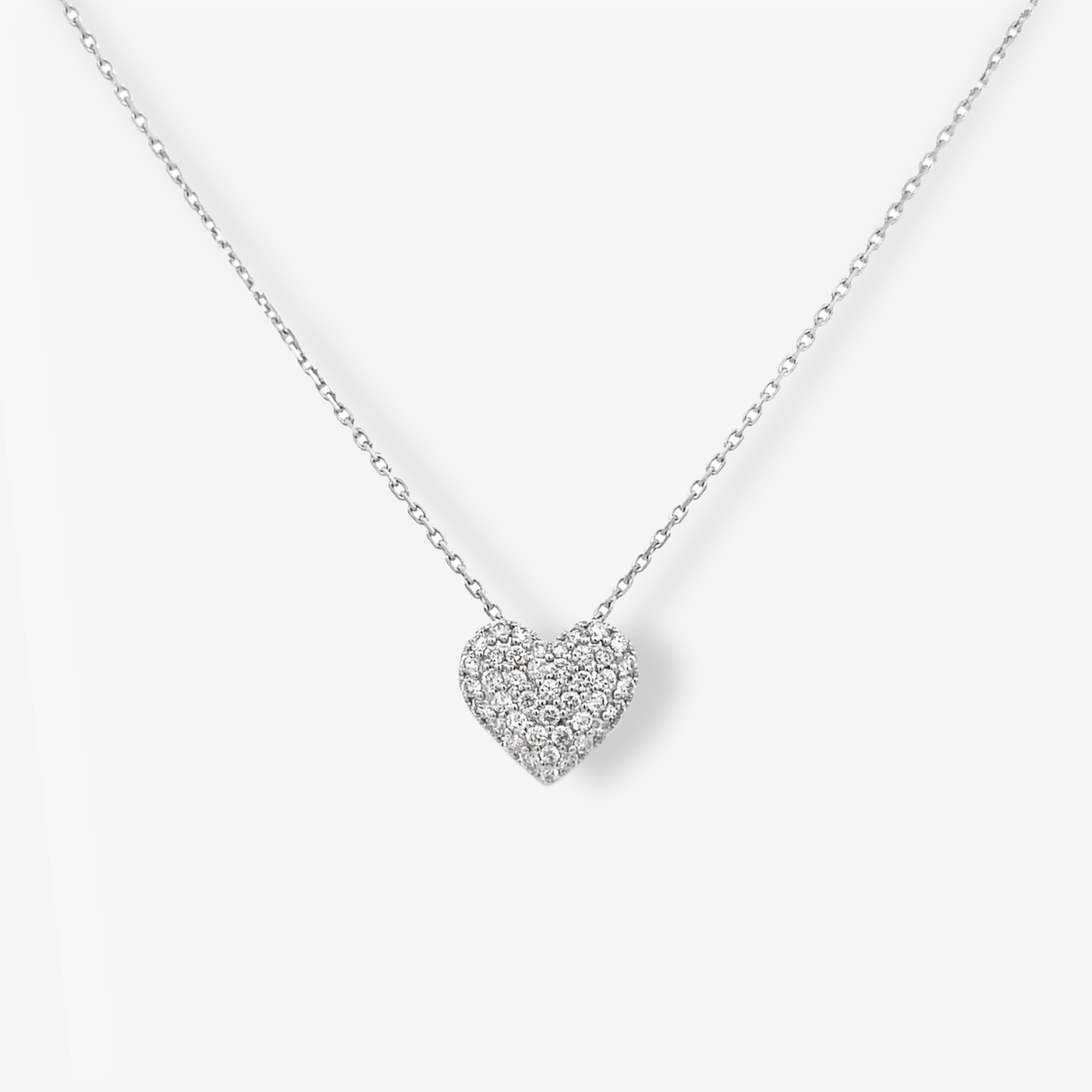 Pave' Diamond Puffed Heart