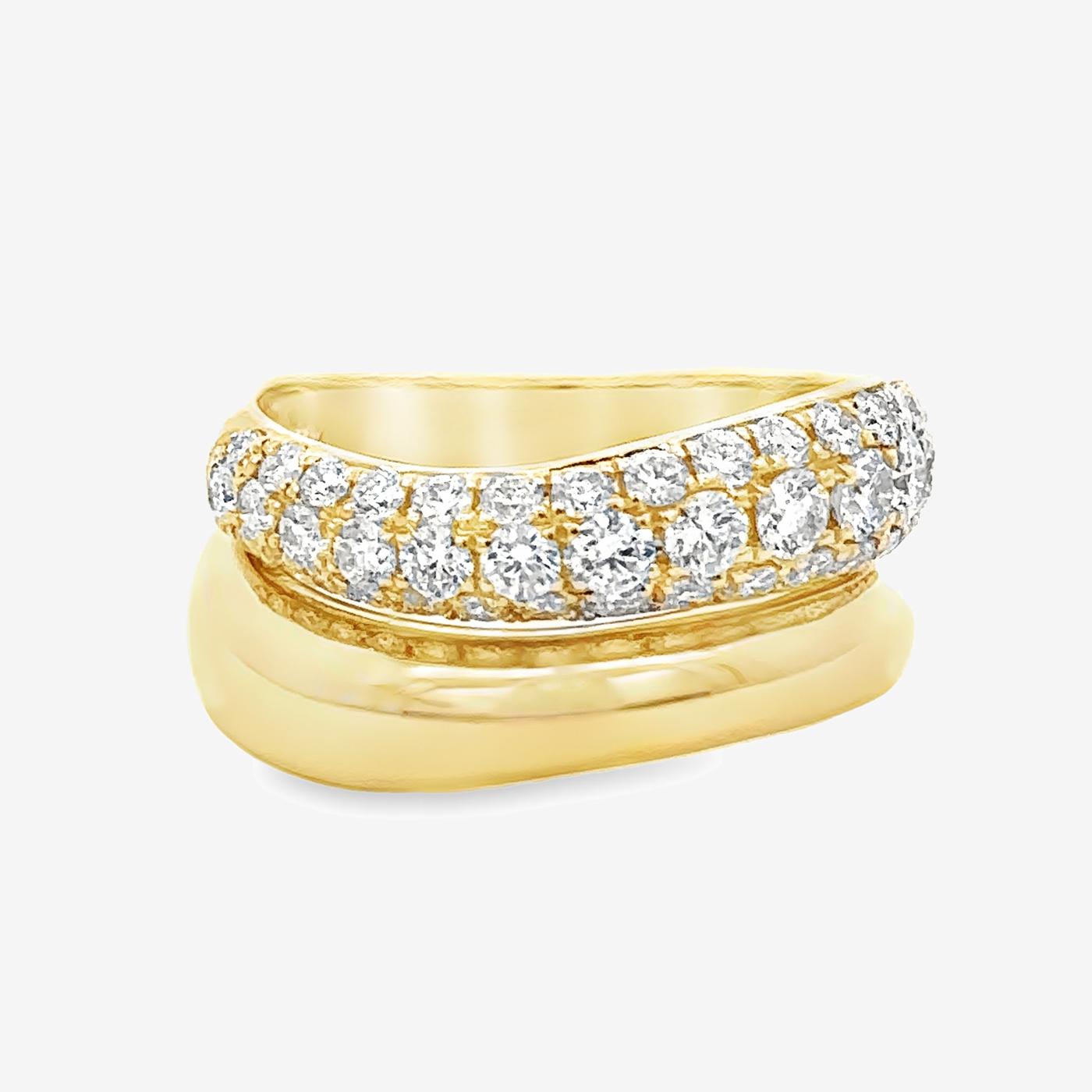 Pave' Double Curved Ring