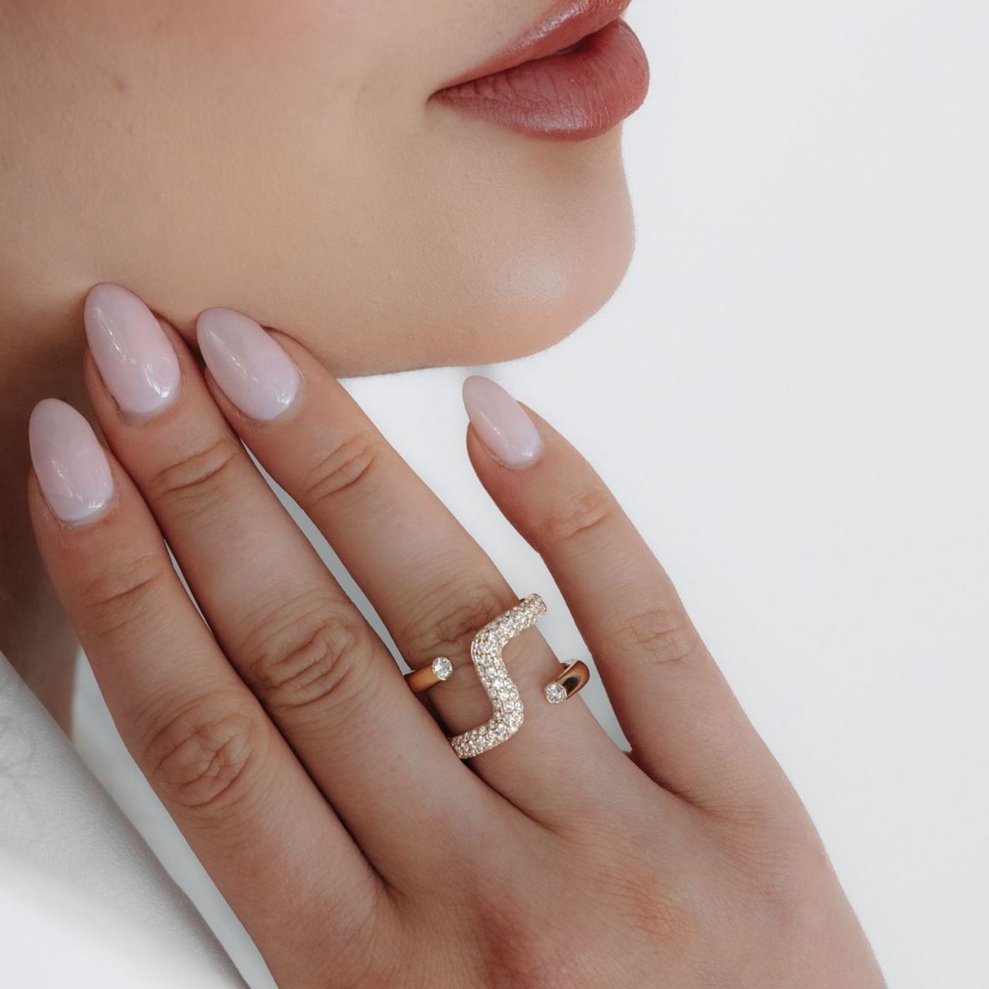 Pave' Free Form Wide Band Ring