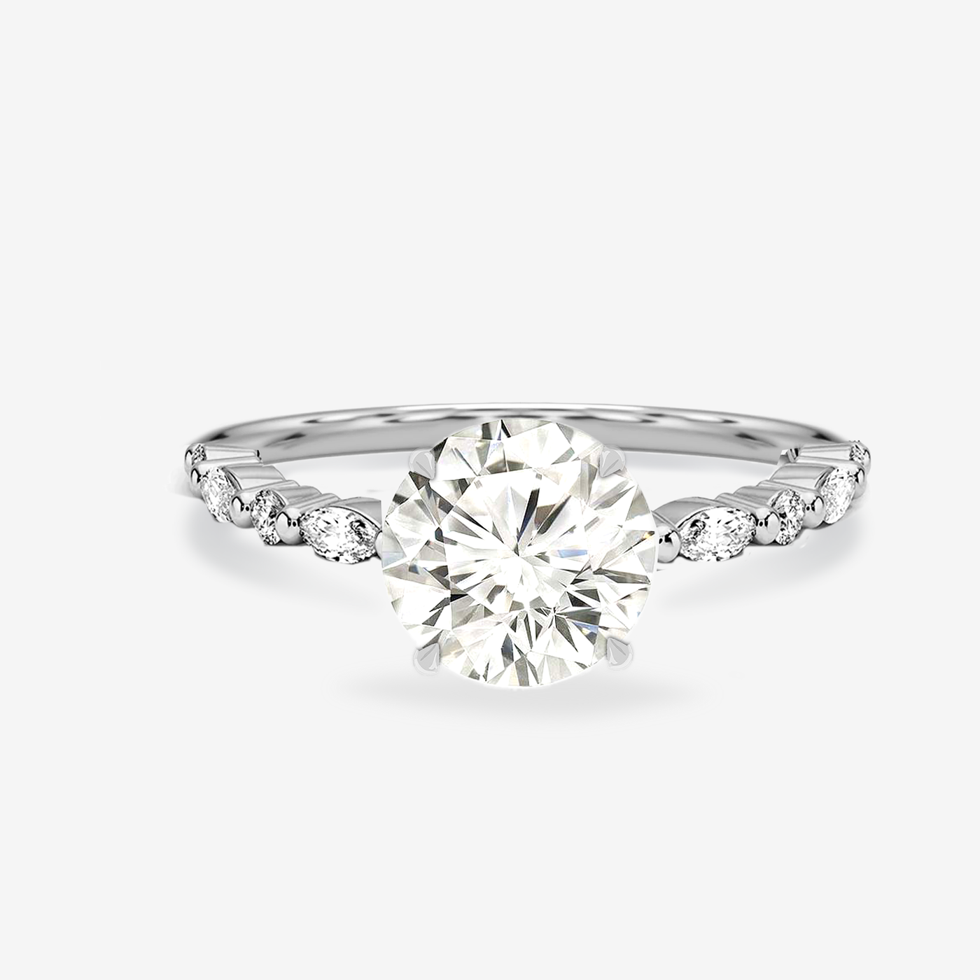 Preset 2.09CT Lab Grown Round Diamond Pinpoint Engagement Ring