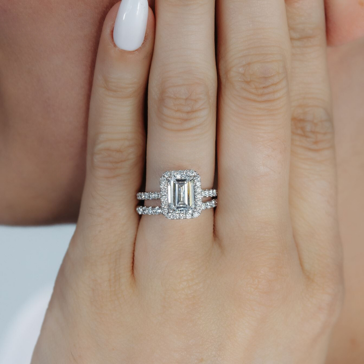 Preset 2.19CT Lab Grown Emerald Cut Engagement Ring