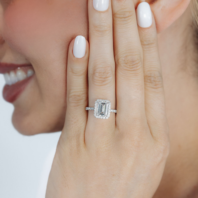 Preset 2.19CT Lab Grown Emerald Cut Engagement Ring