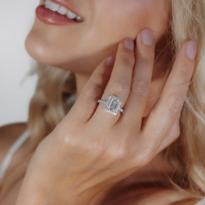 Preset 2.70CT Lab Grown Emerald Cut Diamond Engagement Ring