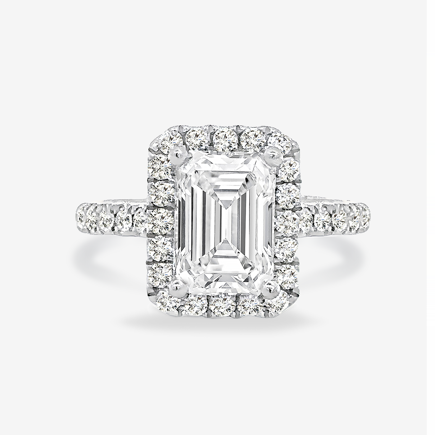 Preset 2.70CT Lab Grown Emerald Cut Diamond Engagement Ring