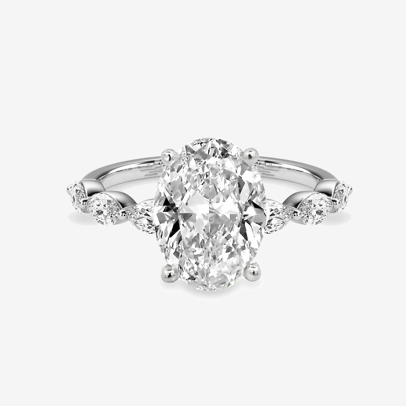 Preset 3.16CT Lab Grown Oval Diamond Engagement Ring