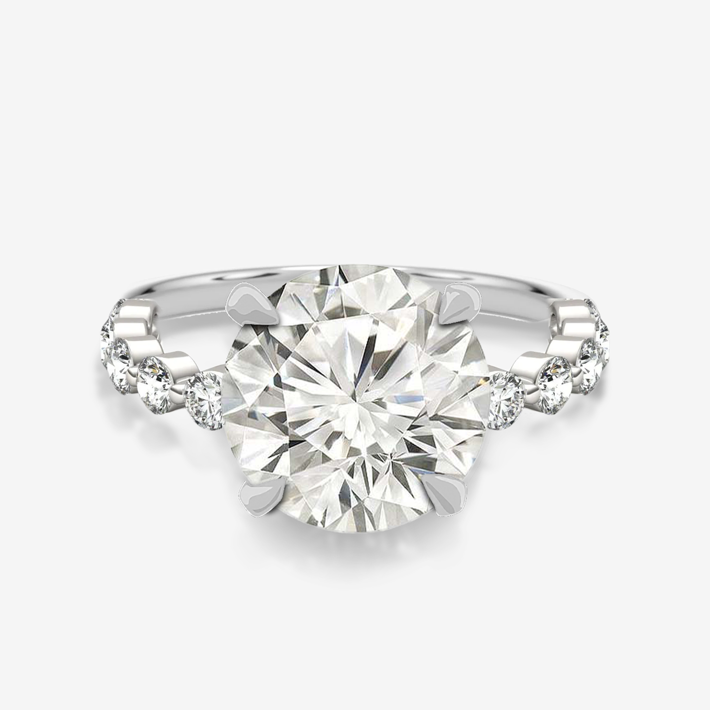 Preset 3.04CT Lab Grown Round Diamond Engagement Ring