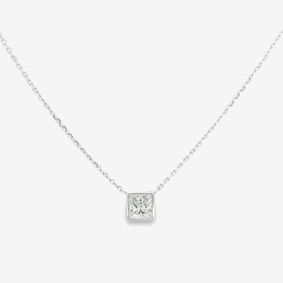 princess cut diamond solitaire necklace