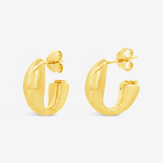 Puffed J Hoop Earrings