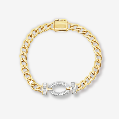 Round & Baguette Havana Link Bracelet