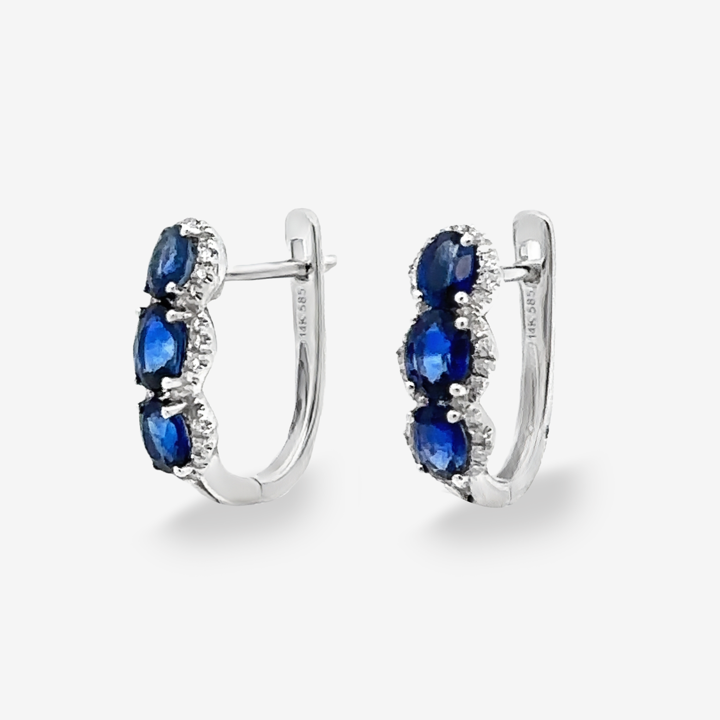 Sapphire & Diamond U-Hoop Huggie Earrings