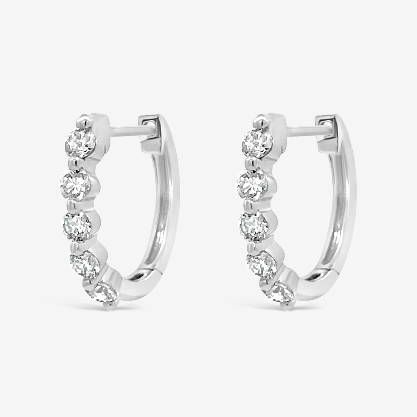 Shared Prong Diamond Huggie Earrings