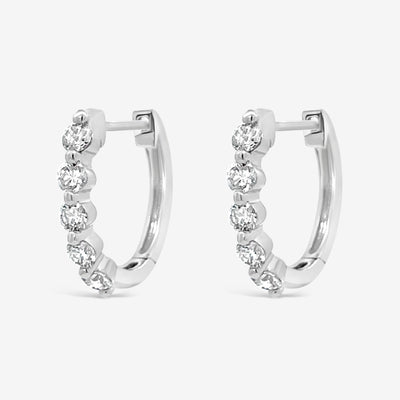 Shared Prong Diamond Huggie Earrings