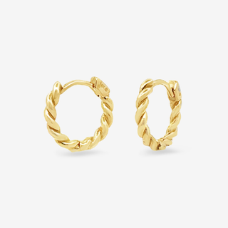 Solid Gold Twist Huggie Earrings