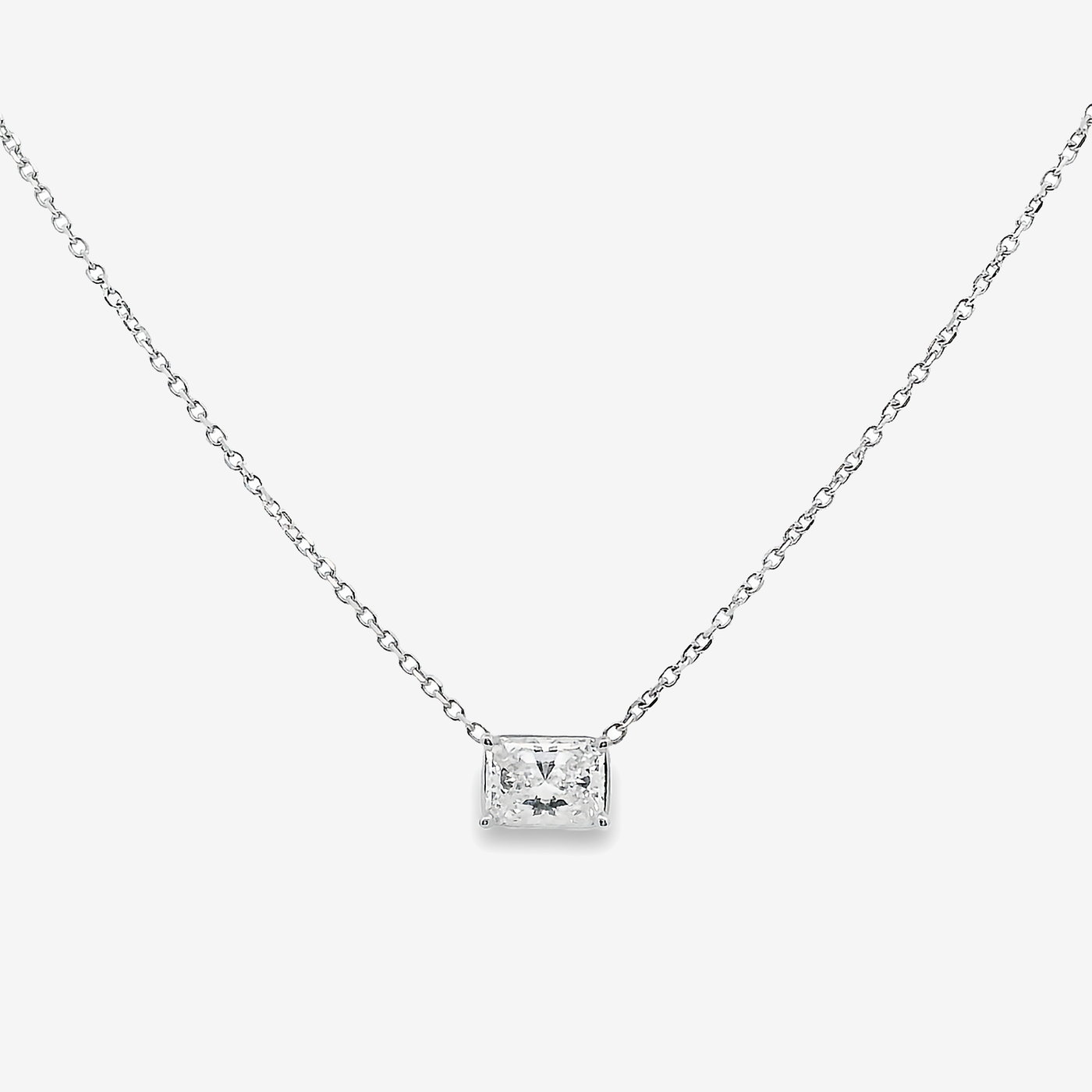 Solitaire 0.75CT Radiant Prong Set Diamond Necklace