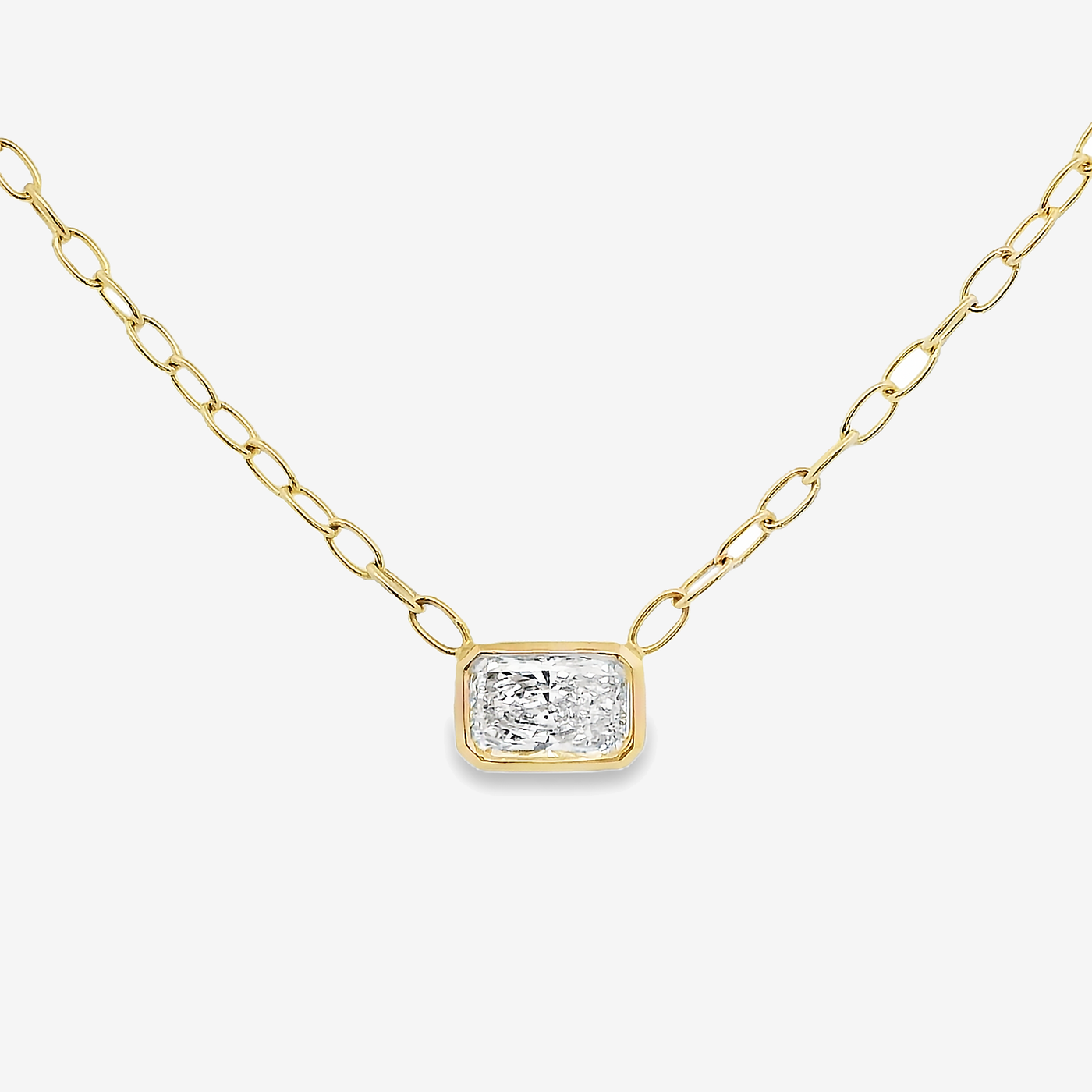 Solitaire 1.00CT Radiant Bezel Set Diamond Necklace