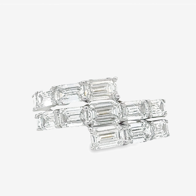 emerald cut diamond spiral ring