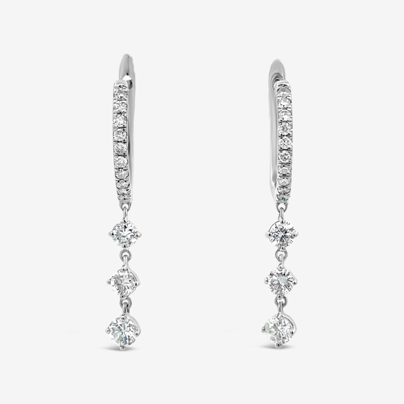 white gold diamond drop earrings