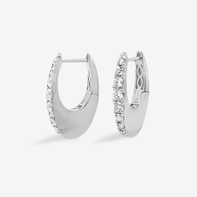 0.75" U Hoop 0.60CT Diamond Hoop Earrings