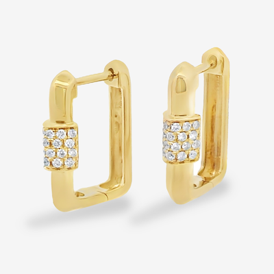 U Huggie Knife Edge Diamond Earrings