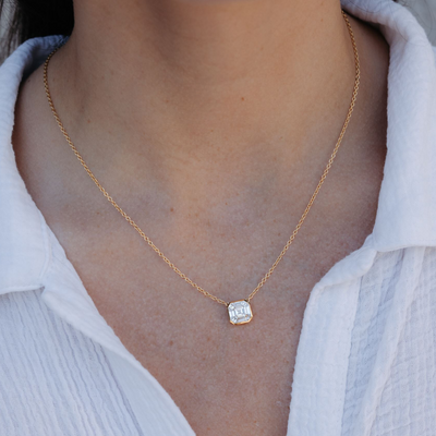 Asscher Cut Diamond solitaire necklace