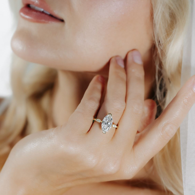 Preset 3.06CT Lab Grown Marquise Diamond Engagement Ring
