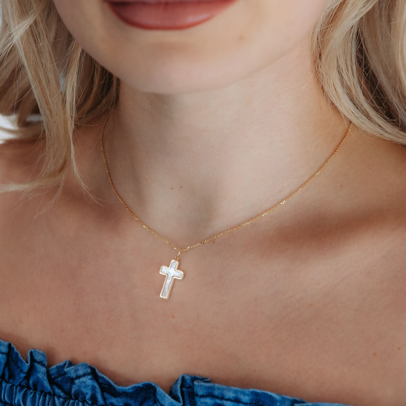 Mother Of Pearl Cross Pendant