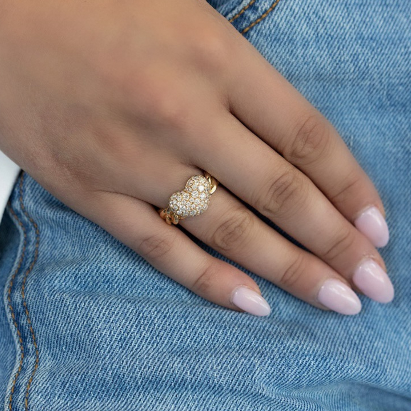 Havana Link Pave' Heart Ring