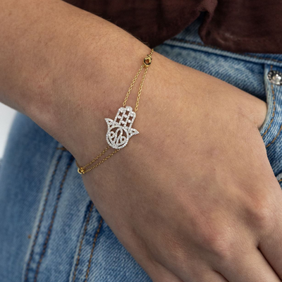 Hamsa Diamond & Gold Bracelet