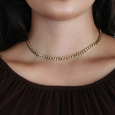 Semi-Solid 6mm Cuban Link 16" Necklace