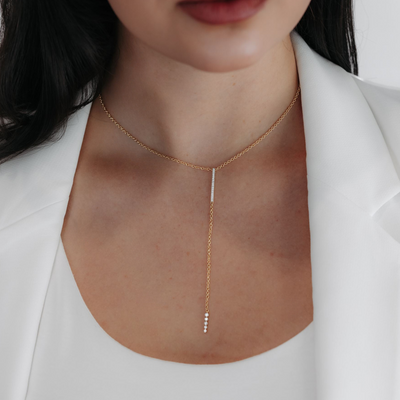 Diamond Bar Lariat Necklace