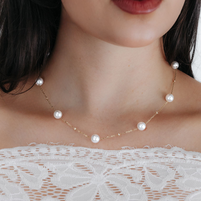 Drops By The Yard Pearl & Diamond Necklace