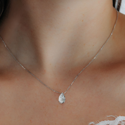 Invisible Set Pear Shaped Diamond Necklace