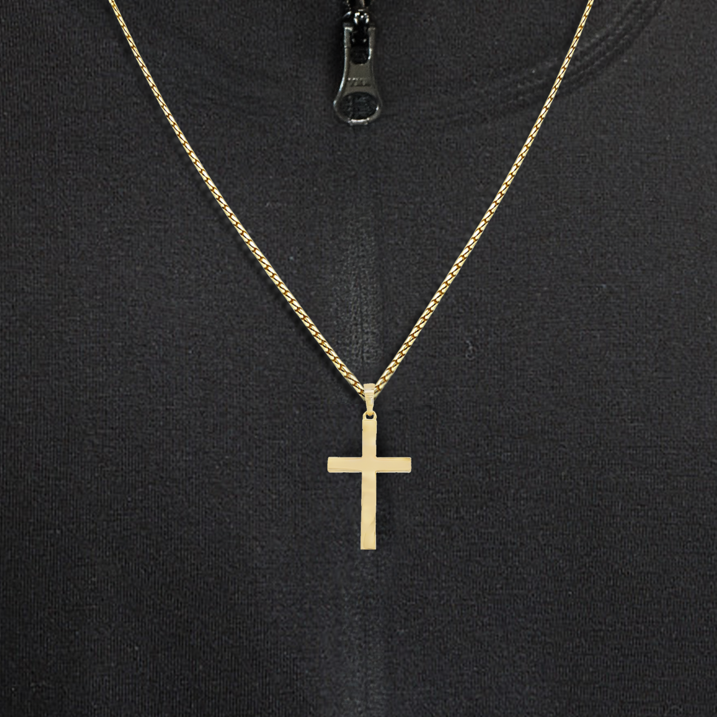 27MM Classic Solid Gold Square Cross Pendant