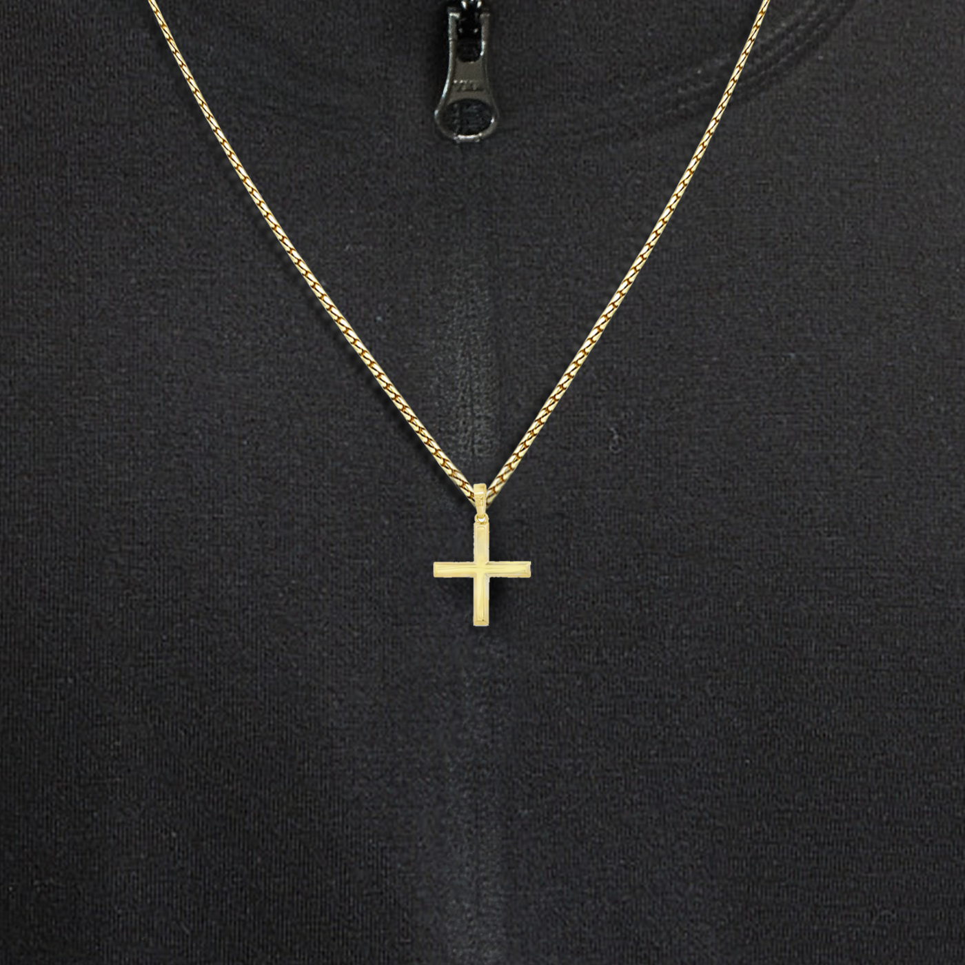 0.75" Solid Gold Beveled Greek Cross Pendant