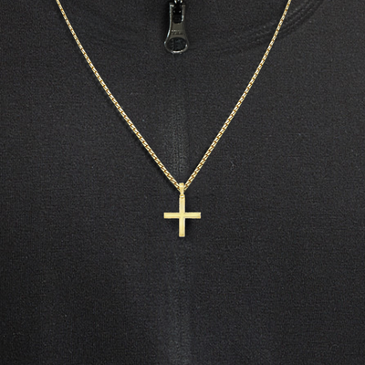 0.75" Solid Gold Beveled Greek Cross Pendant