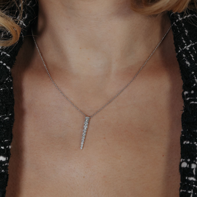 Graduated Diamond Linear Bar Necklace